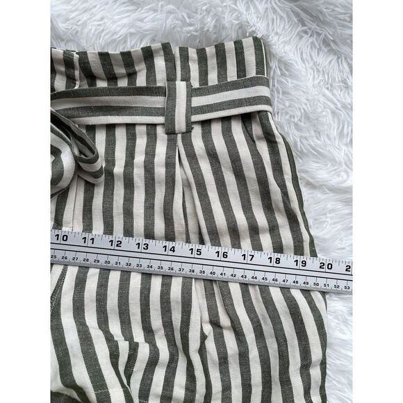 L’Agence Alex Striped High Waisted Linen Blend Paper Bag Shorts Size 4 - Picture 6 of 9
